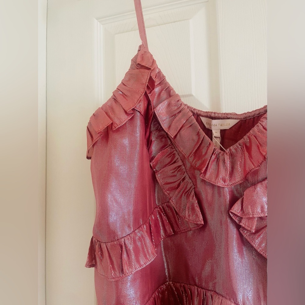 Rebecca Taylor Metallic Pink Ruffled Camisole - Picture 7 of 11